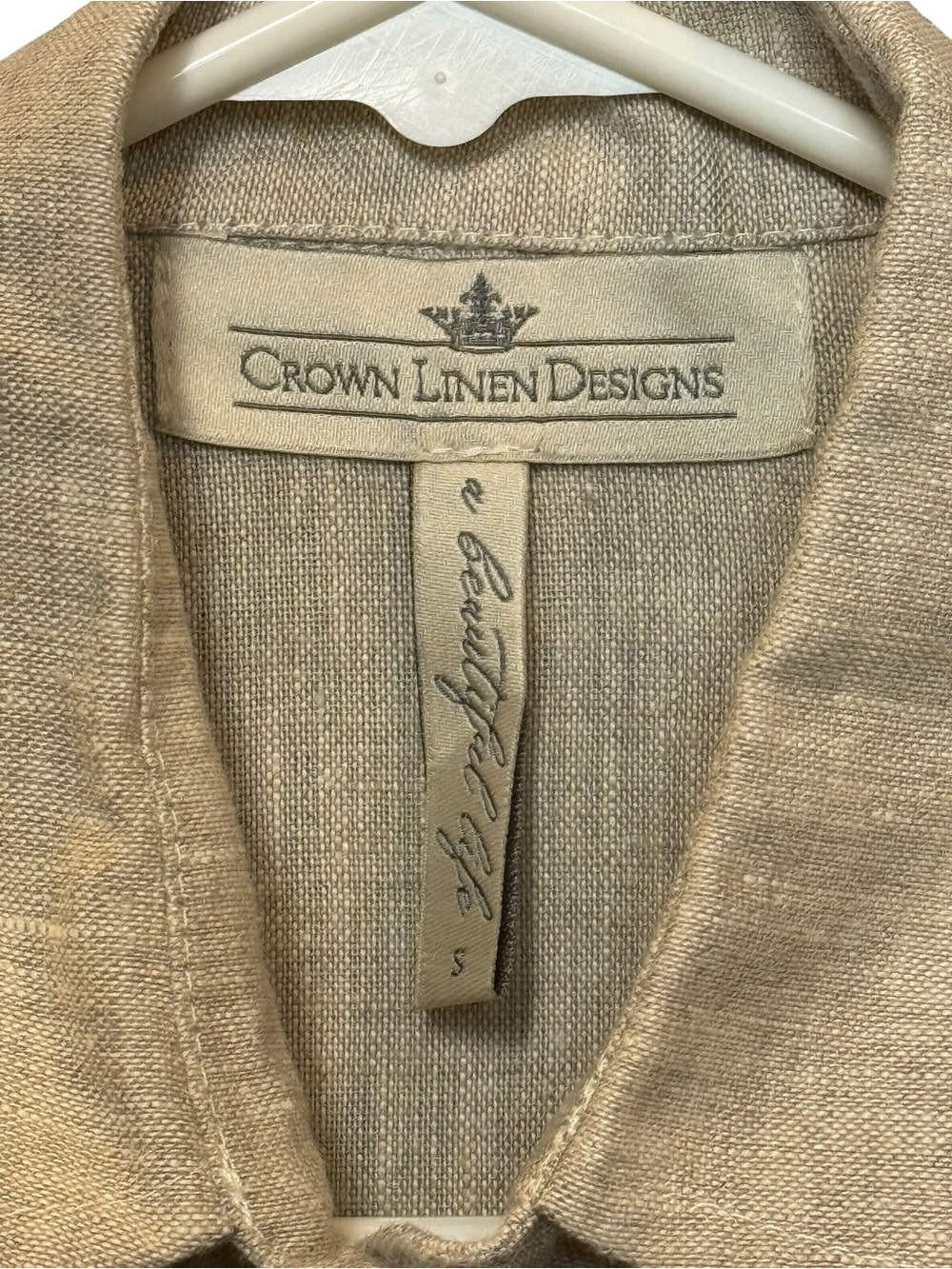 Crown Linen Designs New Linen Shirt Dress Tunic Beige Size S - Picture 5 of 8